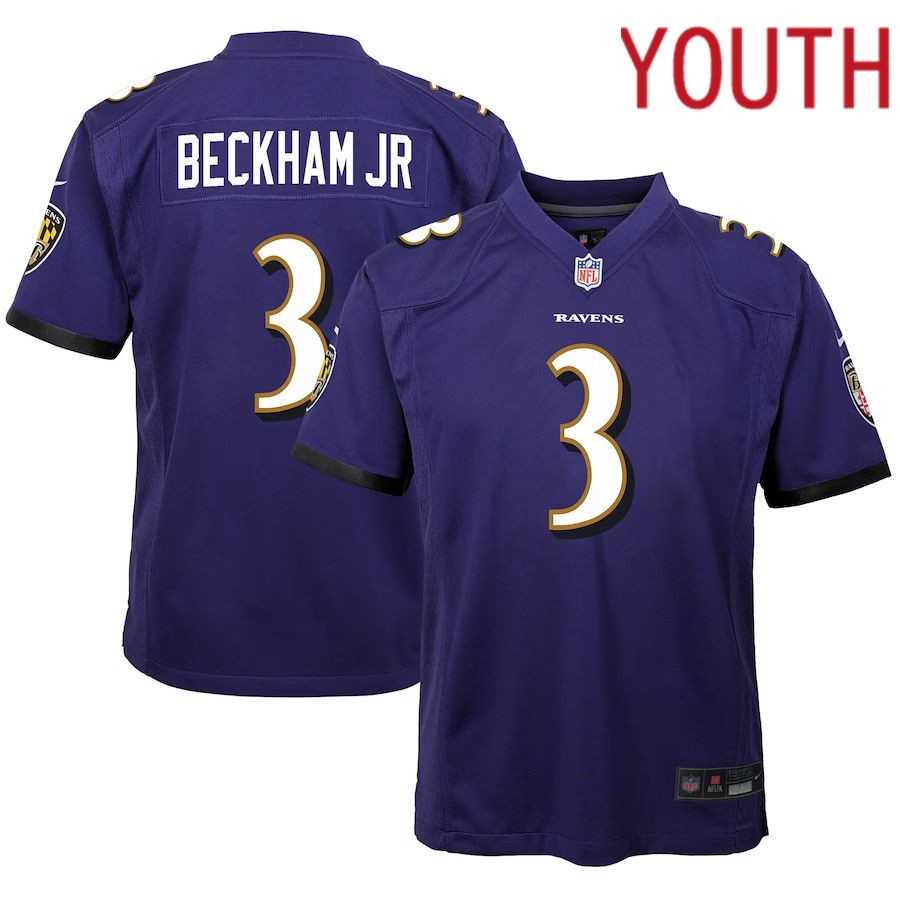 Youth Baltimore Ravens 3 Odell Beckham Jr. Nike Purple Game NFL Jersey